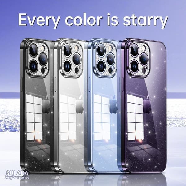 SULADA XingZuan Mobilskal till iPhone 15 Plus Glitter Rhinestone Vit