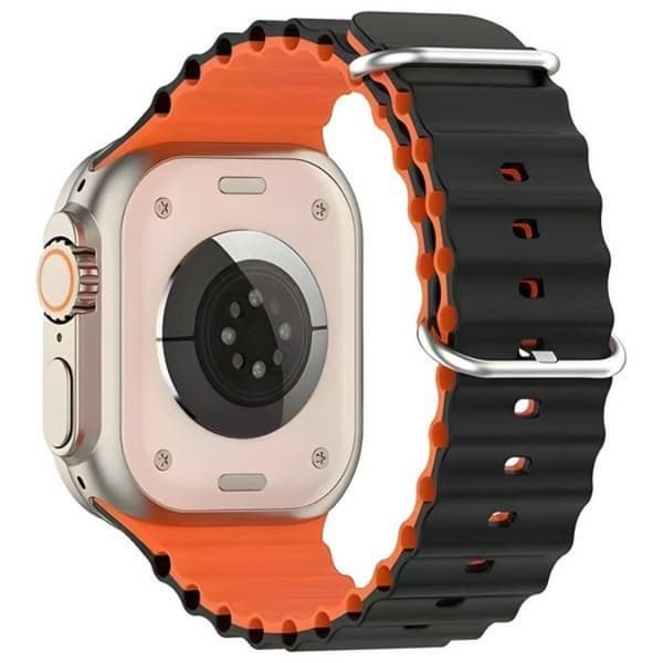 Beline Apple Watch (38/40/41mm) Armbånd Silikone Bølger - Sort/Orange Vit