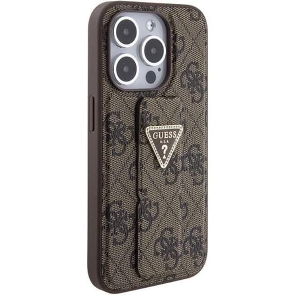 Guess Mobilskal till iPhone 15 Grip Stand Triangle Strass - Brun Brun