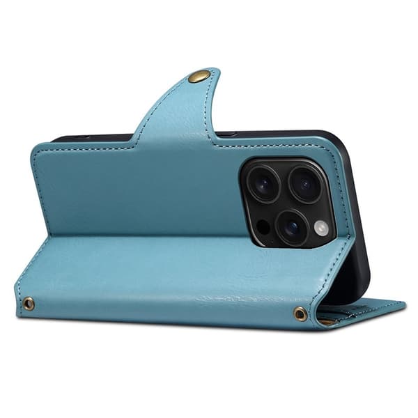 DENIOR iPhone 16 Pro Max Plånboksfodral Konstläder Blå