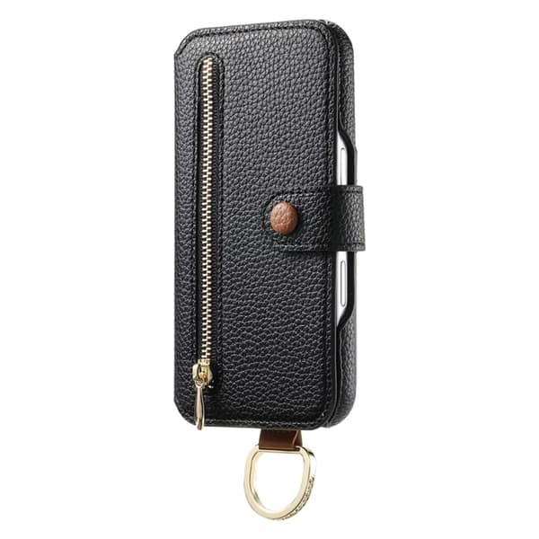 iPhone 17 Pro Konstläder Plånboksfodral RFID-Skydd Zipper - Svart Svart