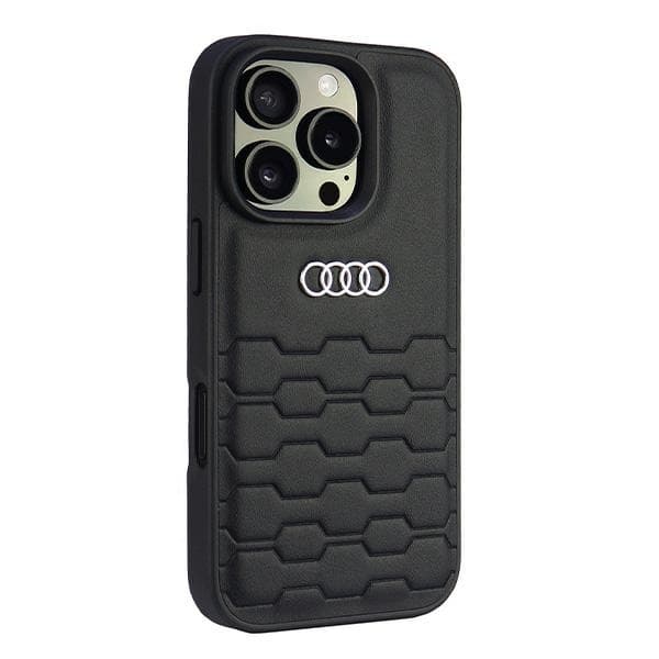 Audi Telefontaske til iPhone 16 Pro Syntetisk Læder - Sort Black
