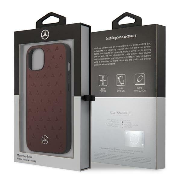 Mercedes Läder Stars Pattern Skal iPhone 13 Mini - Röd Röd