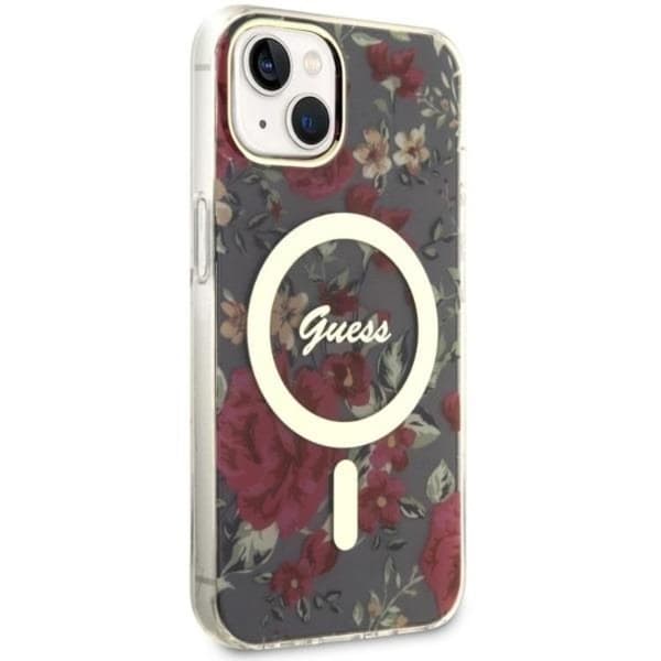 Guess Mobilskal till iPhone 14 Plus MagSafe Flower - Grön/Khaki