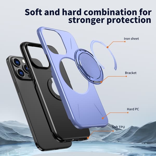 Mobilskal till iPhone 14 Pro Max MagSafe Rotating Kickstand TPU + PC Lila