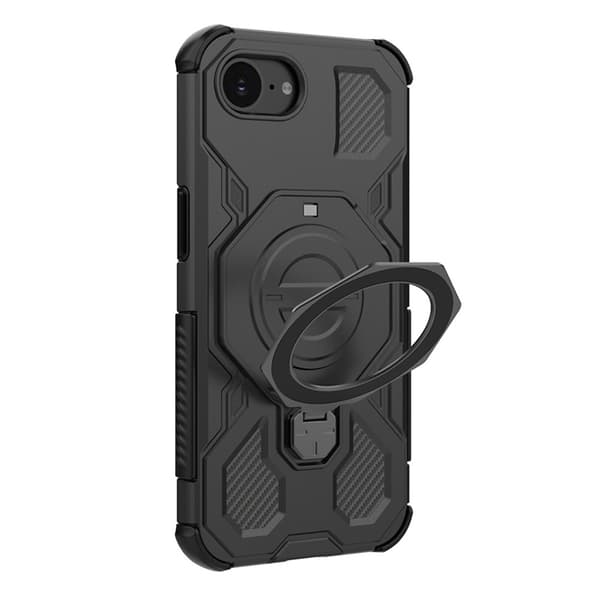 Mobilskal till iPhone 16e Shockproof Plast Med Rotating Kickstand - Svart