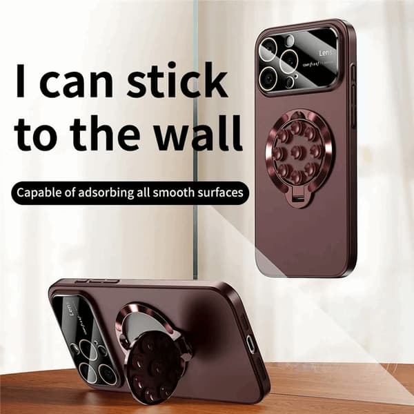 Mobilskal till iPhone 16 Pro Magsafe Sugkopphållare Kickstand Vinröd