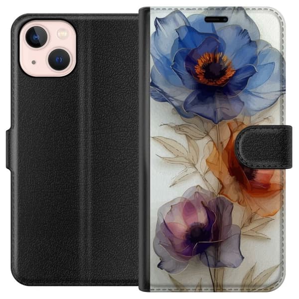 Plånboksfodral till Apple iPhone 13 med Silkesblommor