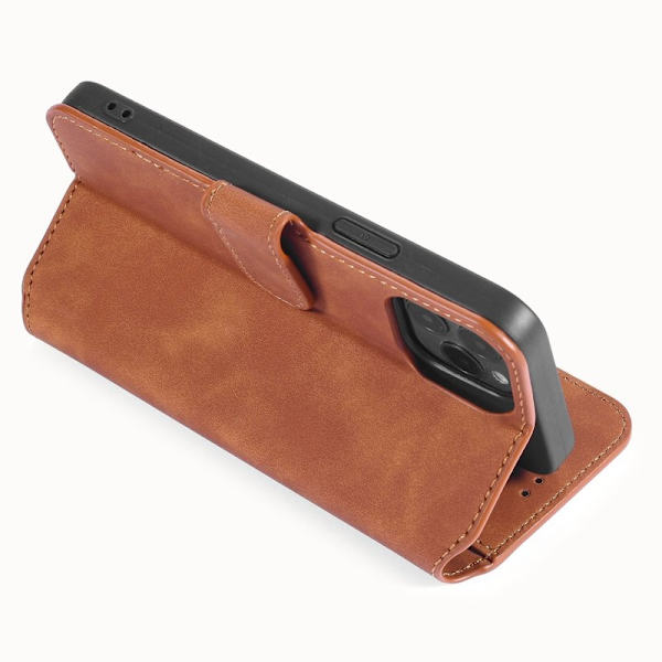 DG.MING Plånboksfodral Konstläder med Ställ för iPhone 13 Pro Max - Brun