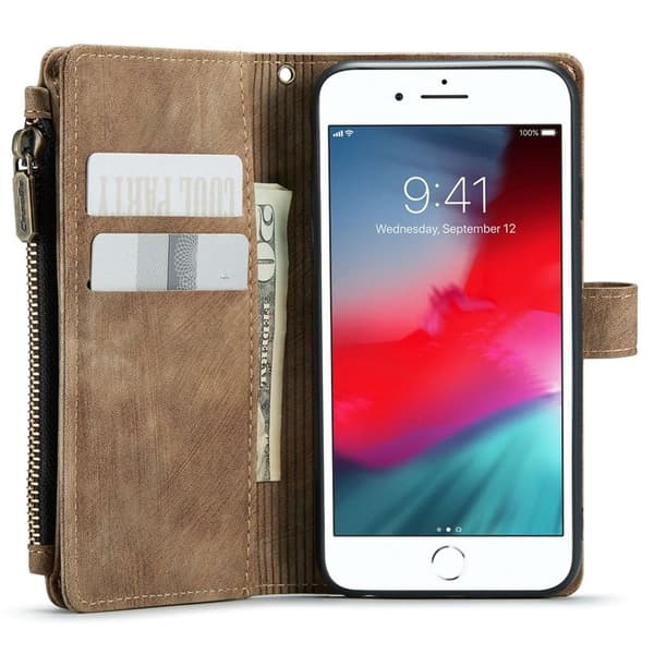 CASEME iPhone 6/7/8/SE (2020/2022) Konstläder Plånboksfodral Brun