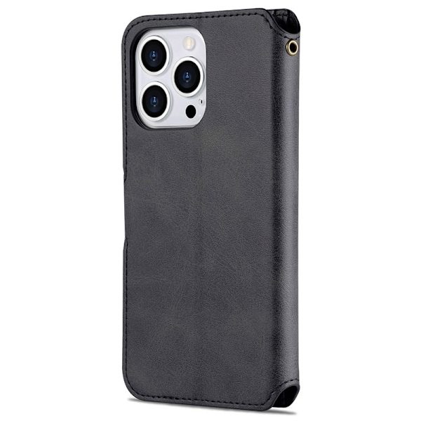 AZNS iPhone 13 Pro Max Plånboksfodral Konstläder - Svart