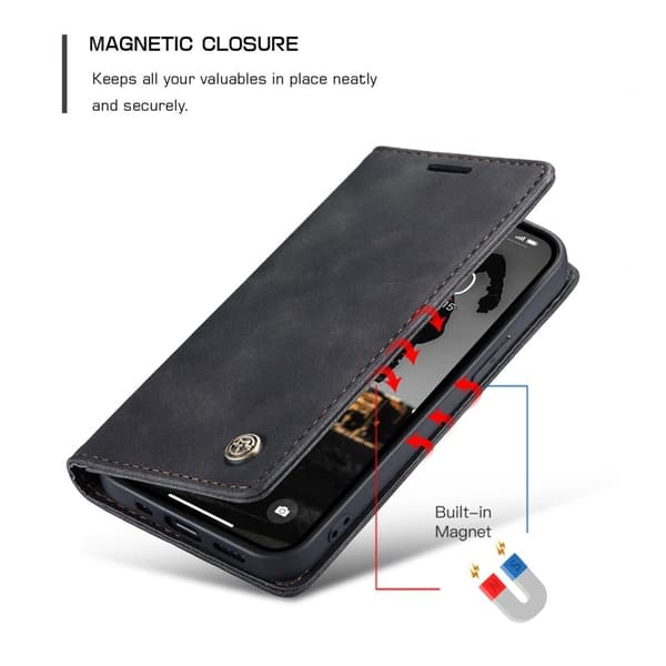 CASEME 013 Wallet Stand Mobilskal för iPhone 13 Pro Max - Svart
