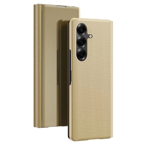 Mobilskal till Galaxy Z Fold7 5G View Window PU Läder + PC - Guld Guld