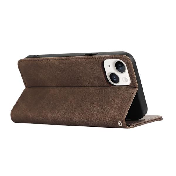 ABEEL iPhone 14 Plus Plånboksfodral Konstläder RFID Skydd Flip - Brun