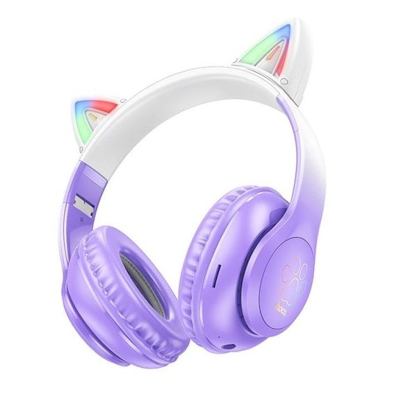 Hoco Bluetooth On-Ear Hörlurar Cat Ear - Lila Grape Lila