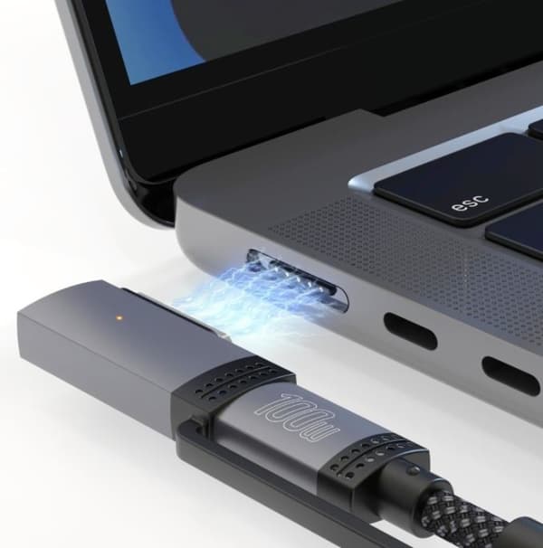 4marts USB-C Till USB-C Kabel 2m Med Magsafe Adapter - Svart