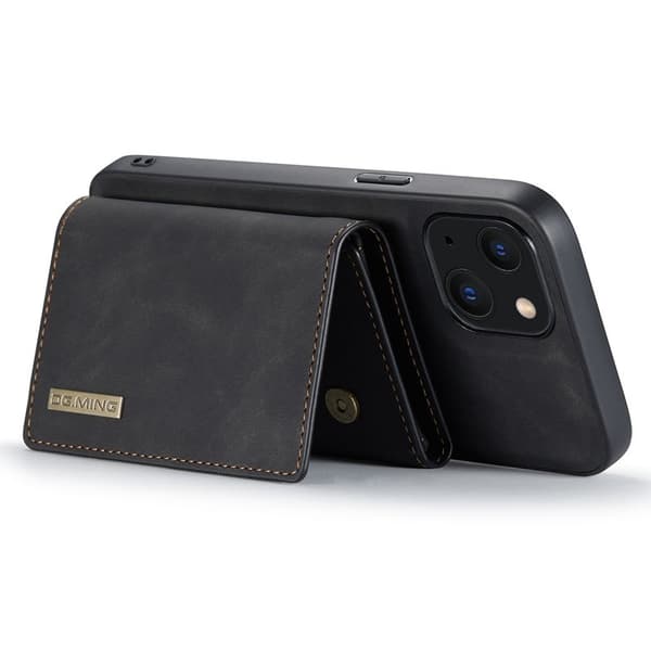 DG.MING iPhone 14 Konstläder Plånboksfodral 2-i-1 Magnetiskt Svart