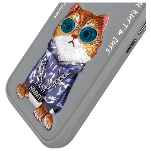 Nimmy Mobilskal till iPhone 16 Glasses Cool Cat - Grå Grå