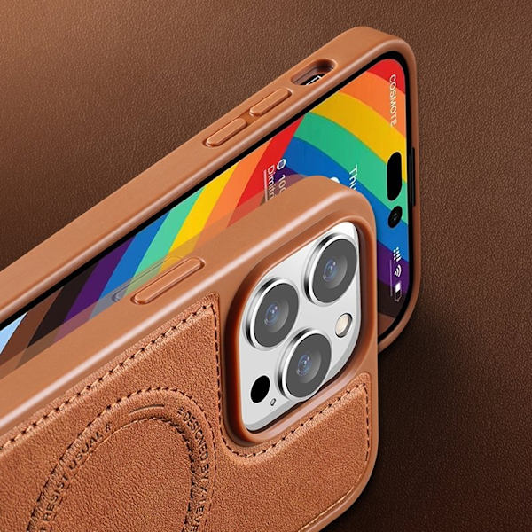 X-LEVEL Mobilskal till iPhone 15 Pro Max PU Läder Magnetisk Brun