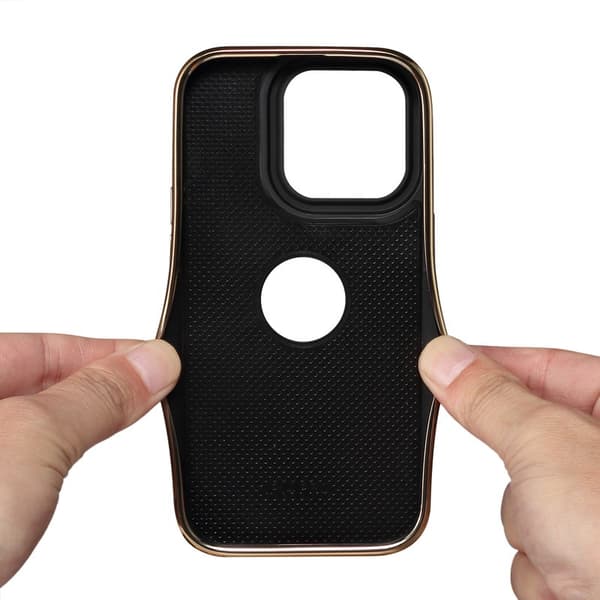 DENIOR Mobilskal till iPhone 15 Pro Anti-drop PC+TPU Äkta Läder Mörkröd