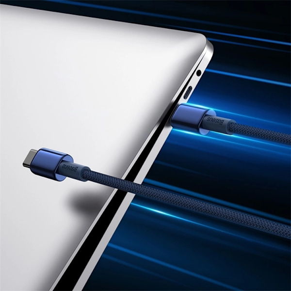Baseus USB-C till USB-C kabel 100W 1m Tungsten Gold - Marinblå