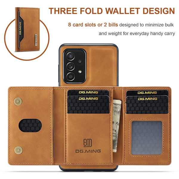 DG.MING M2 Tri-fold Plånboksfodral Samsung Galaxy A52 4G/5G Brun