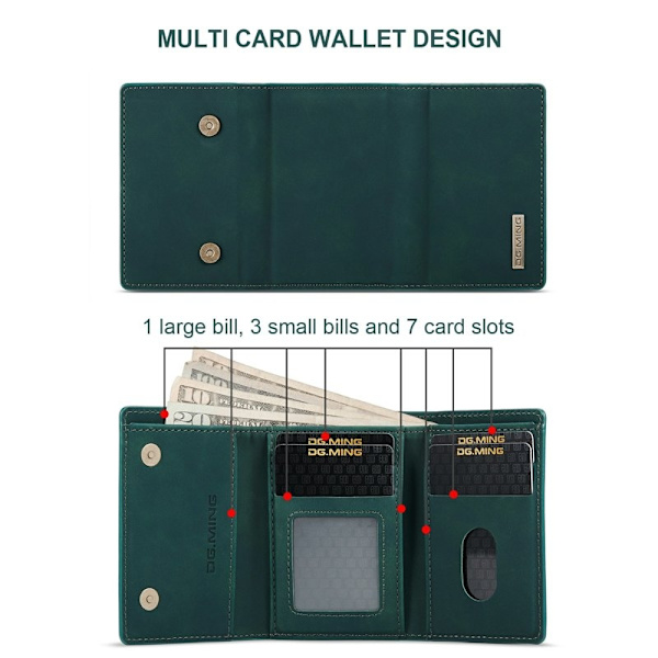 DG.MING M1 Series Magnet Wallet Mobilskal iPhone 13 mini - Grön