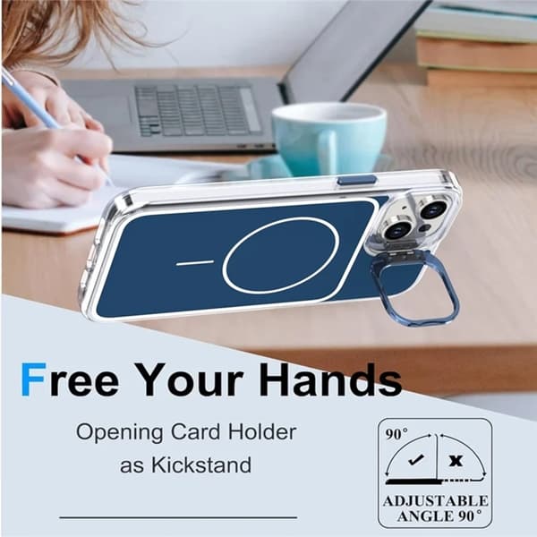 Mobilskal till iPhone 15 MagSafe Lens Kickstand med Handrem - Blå Blå