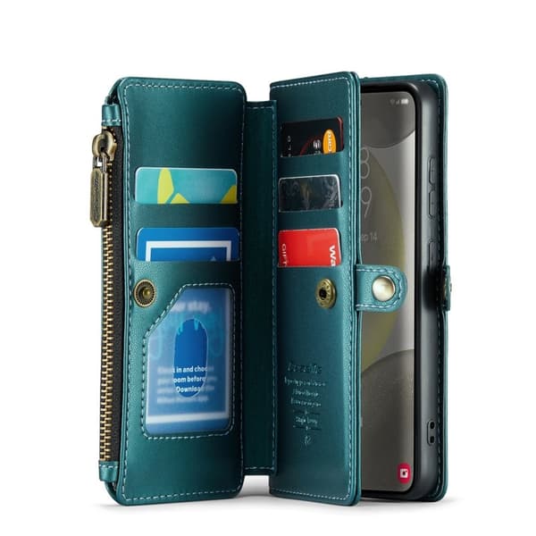 CASEME Plånboksfodral Konstläder för Samsung Galaxy S25+ - Grön
