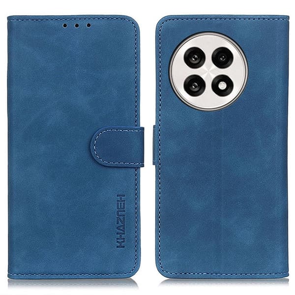 KHAZNEH OnePlus 13R 5G Plånboksfodral Konstläder Retro Textur - Blå