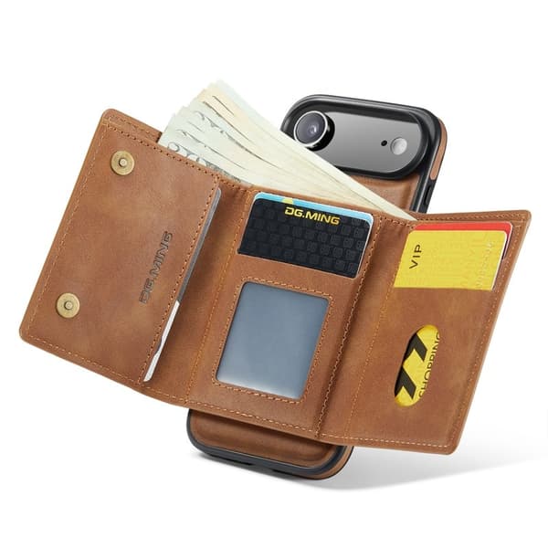 DG.MING M6 Series Mobilskal till iPhone Air Magnetiskt Plånboksfodral Brun