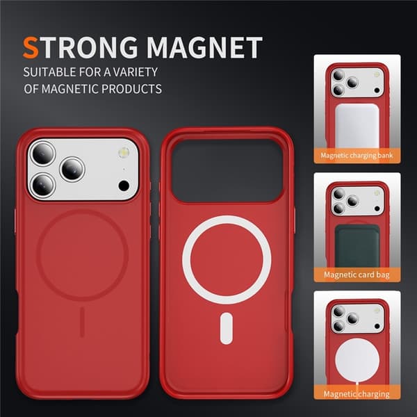 Mobilskal till iPhone 17 Pro Max MagSafe PC + TPU Shockproof - Röd Röd