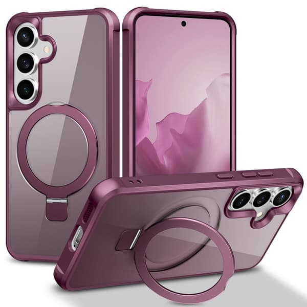 Mobilskal för Samsung Galaxy S26 Magnetiskt Ringhållare Kickstand Plast - Vinröd