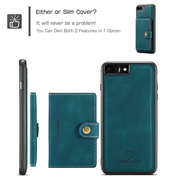 JEEHOOD iPhone 7 Plus/8 Plus Plånboksfodral Konstläder TPU Grön