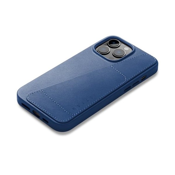 Mujjo iPhone 14 Pro Max Skal Korthållare Full Läder - Monacoblå