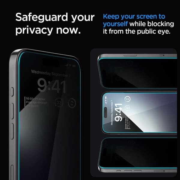 Spigen iPhone 15 Plus/16 Plus Härdat Glas Skärmskydd Privacy Svart