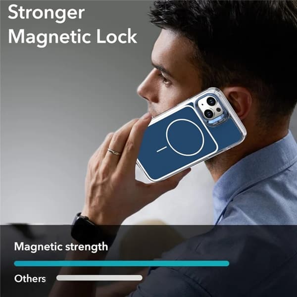 Mobilskal till iPhone 15 MagSafe Lens Kickstand med Handrem - Blå Blå