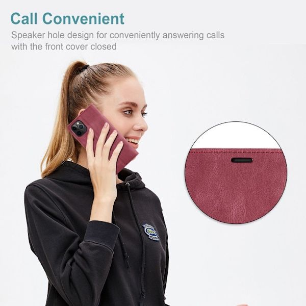AUTSPACE A01 iPhone 11 Pro Max Plånboksfodral Konstläder - Röd