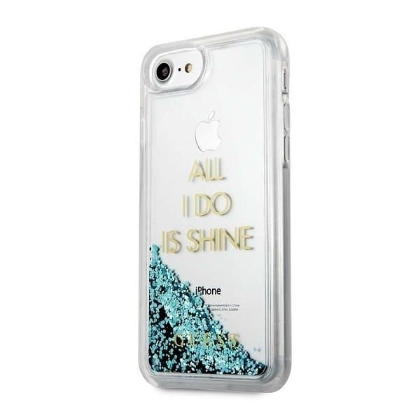 Guess Taske til iPhone 6/7/8/SE 2020 Liquid Glitter Party - Blå Blue