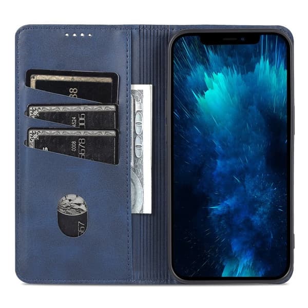 AZNS iPhone 16 Pro Plånboksfodral Konstläder - Konstläder Textur - Blå