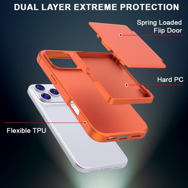Mobilskal till iPhone 17 Pro Max Korthållare Mirror Kickstand - Orange Orange