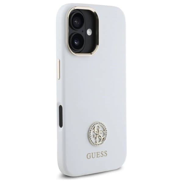 Guess Mobilskal till iPhone 16 Silikon Logo Strass 4G - Vit