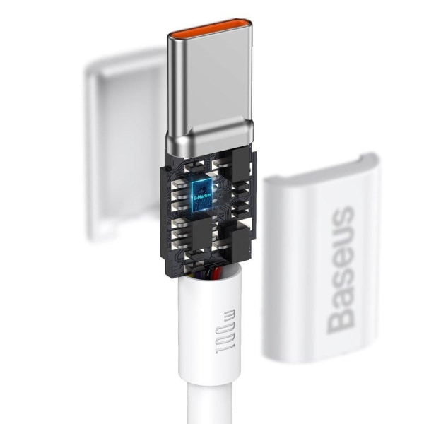 Baseus Superior Kabel USB-C 100W 5A 20V 2m - Vit Vit
