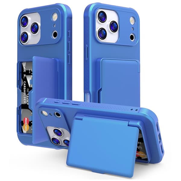 Mobilskal till iPhone 17 Pro Max Korthållare Mirror Kickstand - Blå Blå