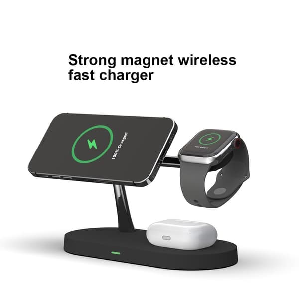 4-i-1 trådløs oplader Magsafe iPhone Apple Watch AirPods Black