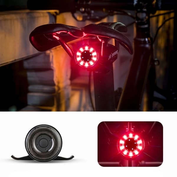 Rockbros Q1 Bagcykel Lys 7 Farver LED Micro USB - Sort Svart