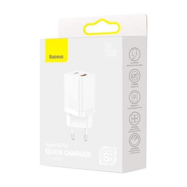 Baseus Super Pro Väggladdare USB-C 30W - Vit Vit