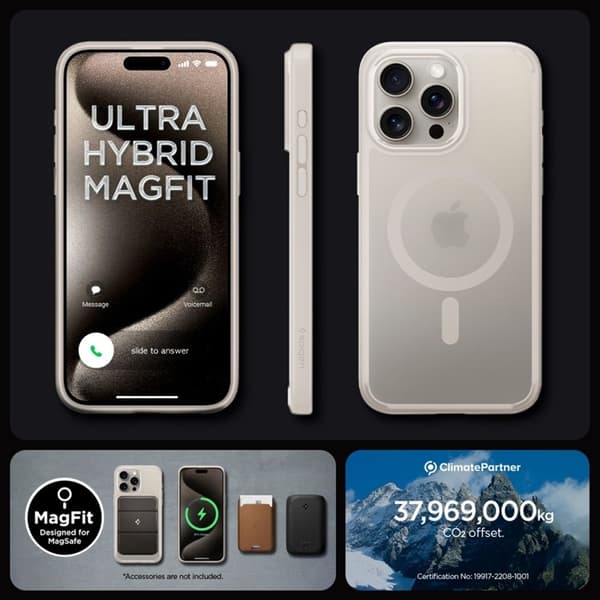 Spigen Mobilskal till iPhone 15 Pro Max Magsafe Hybrid - Titanium Silver