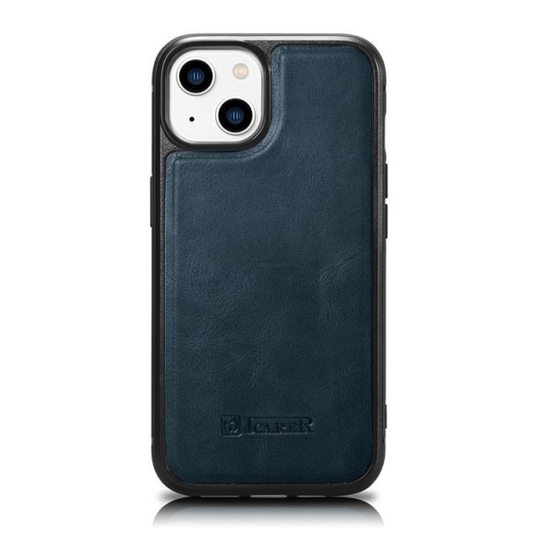 iCarer iPhone 14 Plus Case Magsafe Aktä Nahka - Sininen