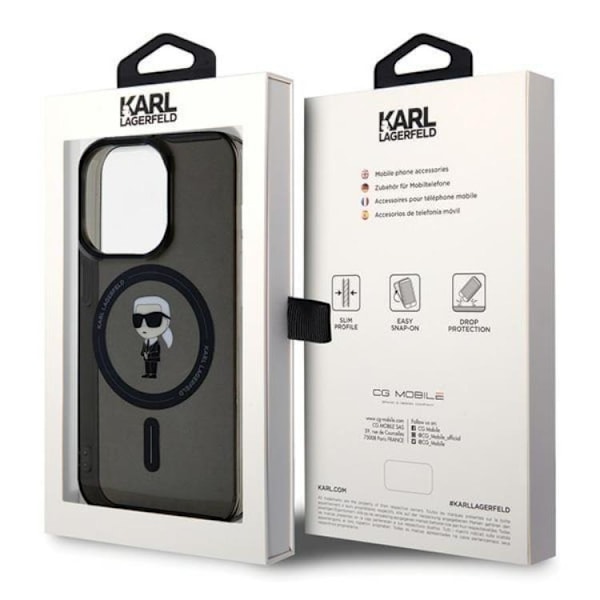 Karl Lagerfeld iPhone 15 Pro Max Mobilskal Magsafe IML Ikonik Svart
